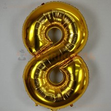 Шар (34''/86 см) Цифра, 8 ЭКО, Золото